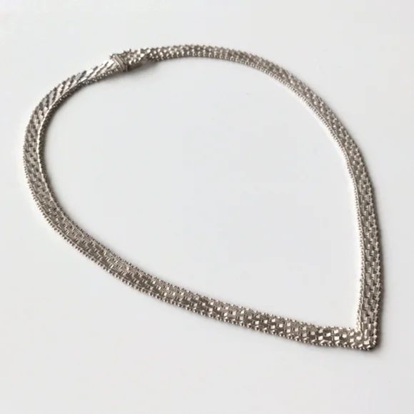 Vintage 925 sterling silver Riccio V-shape Chevron necklace - Picture 9 of 11